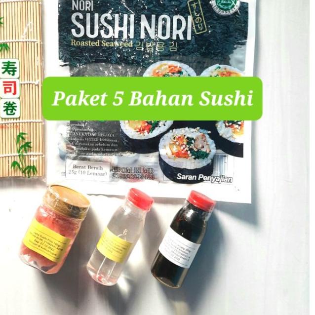 

❂ Paket Bahan Sushi Tipe 5 Halal Nori Cuka Bambu Gari Shoyu Jahe jepang gari soy sauce Vinegar seaweed red ginger ☟