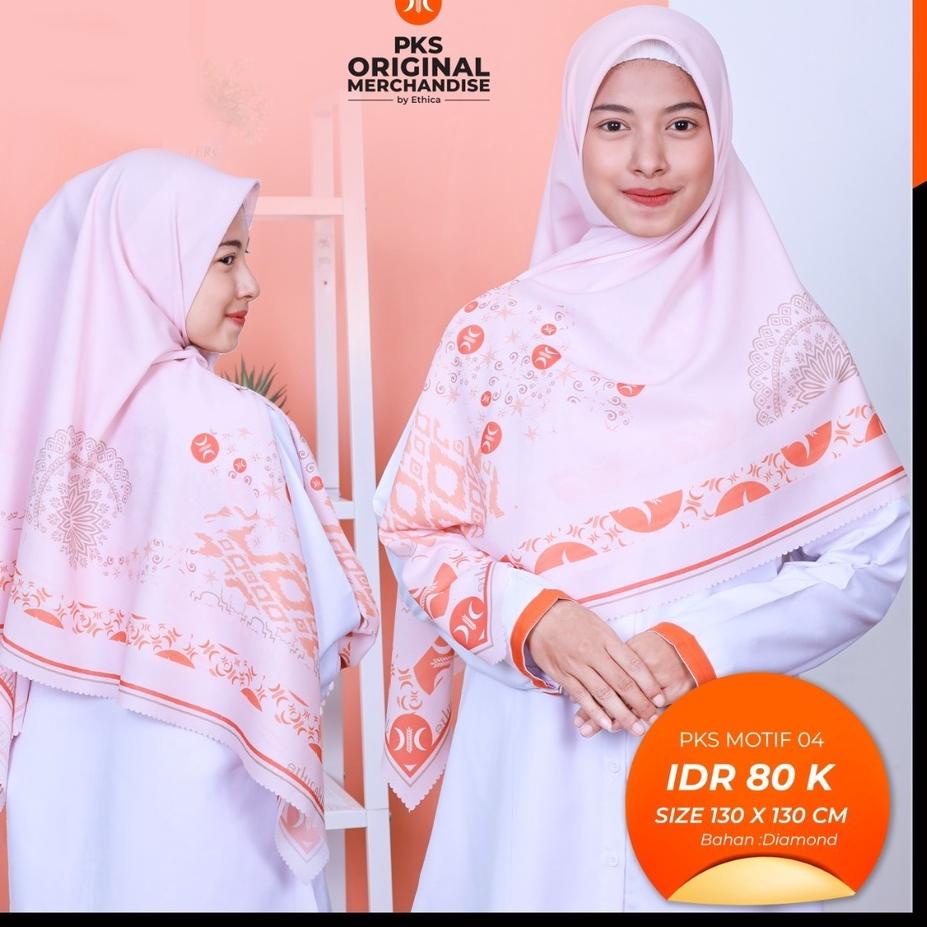 ✾ HIJAB MOTIF JUMBO SEGI EMPAT - HIJAB PARTAI PKS - PKS MERCHANDISE - PKS MOTIF 004 by ETHICA ℗