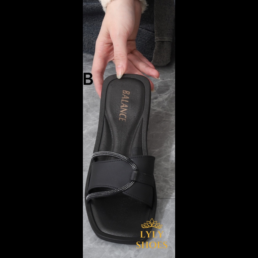 Sandal Wanita Selop Karet Import Teplek Bahan PCU Motif Elegant Anti Slip Balance Ban 1 Sol Tipis 1330-2B