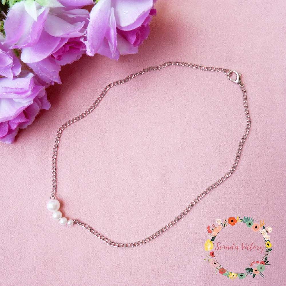 Senada Victory Kalung Rantai Mutiara Susun Aksesoris Fashion Wanita SK102