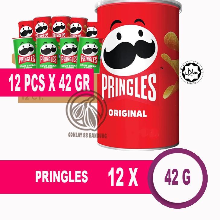 

♘ PRINGLES 42gr Mini 1 Karton Isi 12 pcs X 42 gr, Keripik Kentanh Potato Crisps Chips 42 gram ○