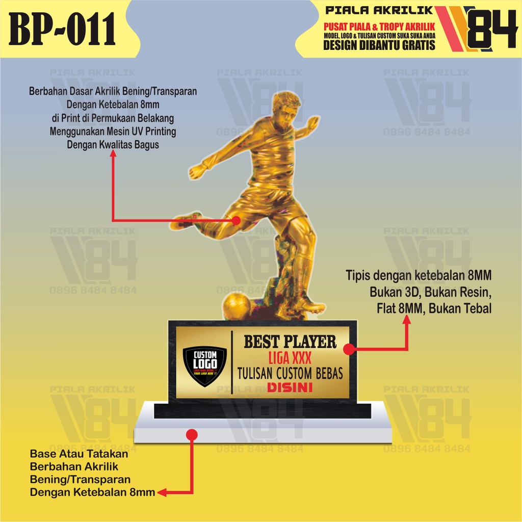 PIALA BEST PLAYER, PIALA PEMAIN TERBAIK, PIALA BOLA TROPHY BEST PLAYER, TROPHY PEMAIN TERBAIK, TROPH
