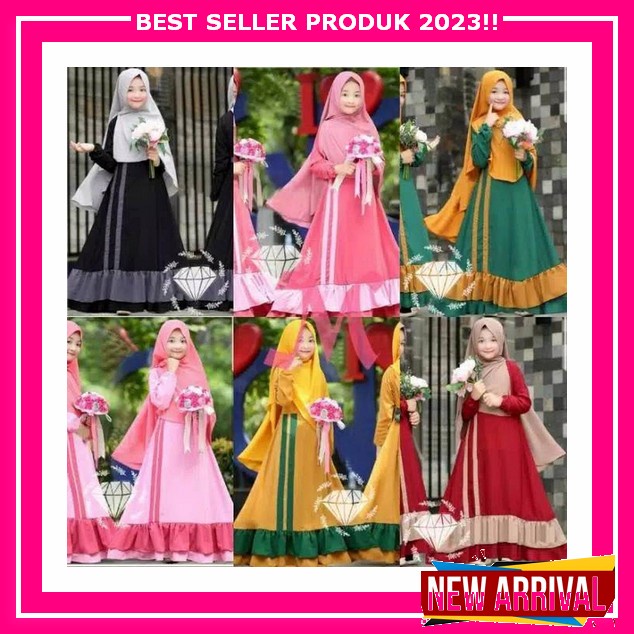 Gamis Kaftan Lebaran Anak 2023 Umur 6-8Tahun Dan 9-12Tahun Khalisa Kaftan Kid Gamis Anak Warna Green