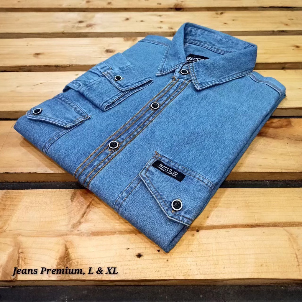 Kemeja Jeans Panjang Pria / Kemeja Levis Washing Original Brand Lokal