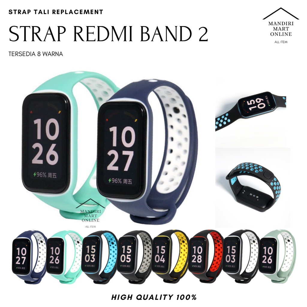 Strap Silicone Redmi Band 2 Tali Pengganti Redmi Smartband 2 Bahan Silikon Motif Sportband