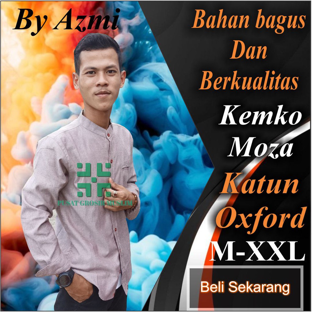 Baju Moza Kemko Tangan Panjang Coklat Milo Kemeja Koko by Moza Bahan Oxford High Premium Quality