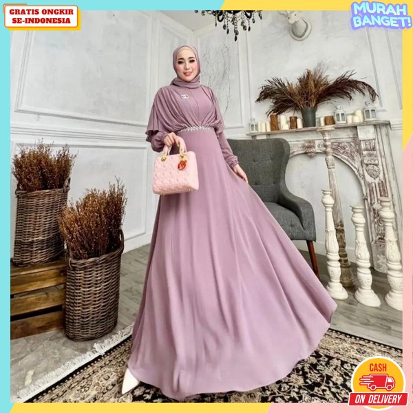 Gamis Polos Hitam Jumbo Idulfitri Bj Games Wanita Muslim Terbaru Dewasa Termurah Terlaris Gmis Wnta 