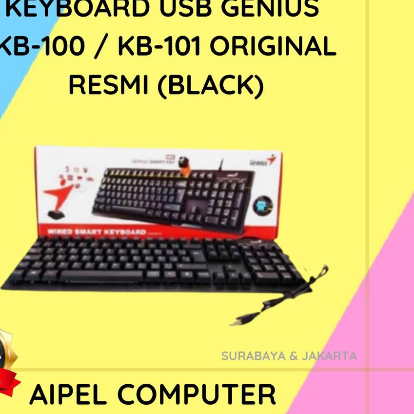 ✳ KB1 | KEYBOARD USB GENIUS KB-100 / KB-101 ORIGINAL RESMI (BLACK) ♥