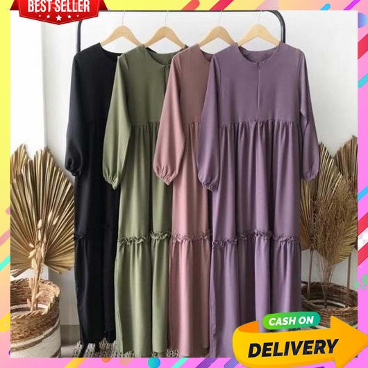 Gamis Lebaran Dewasa Terbaru Remaja Cewek Mewah Maxi Dres Import Panjang Games2022 Pengajian Muslima