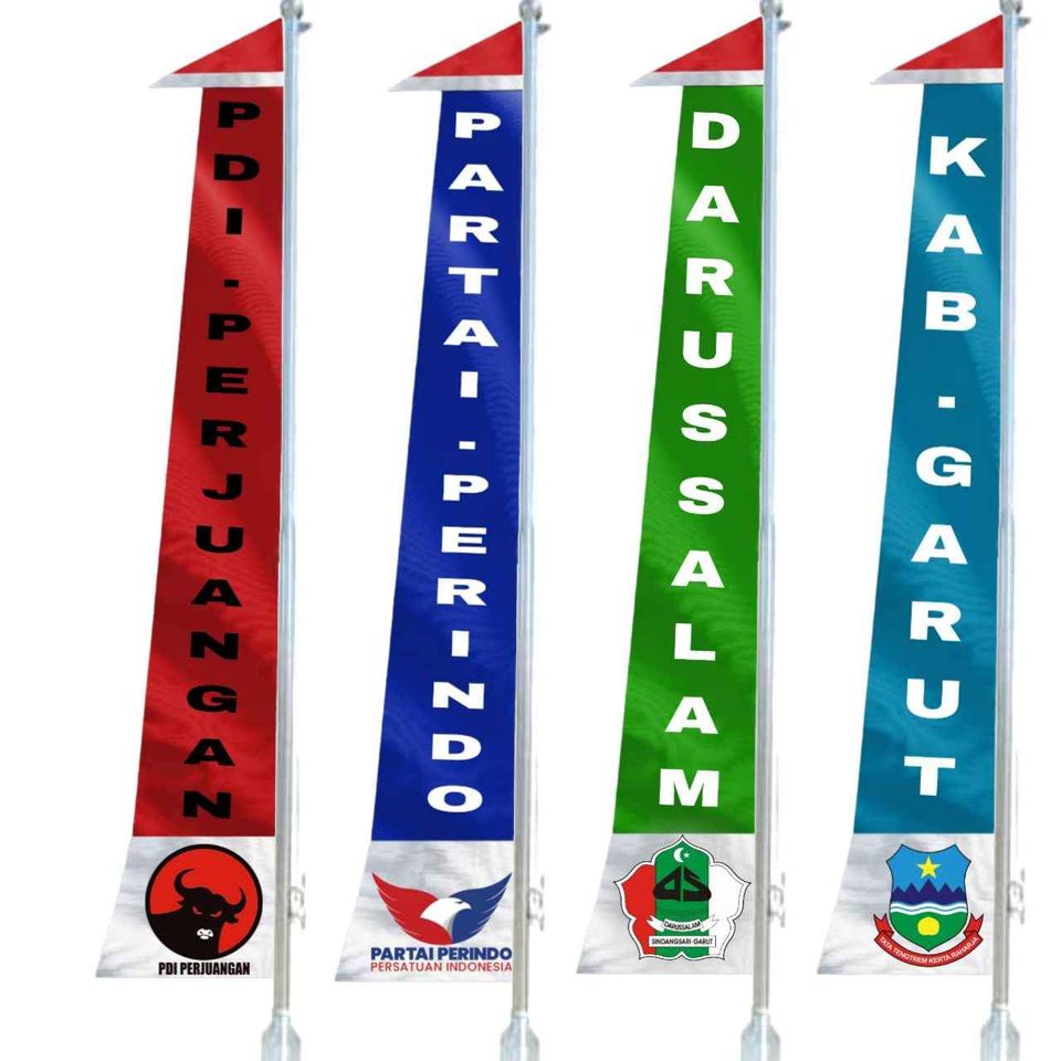 BENDERA UMBUL UMBUL COSTUM BISA DESAIN TULISAN & LOGO PANJANG 3 METER
