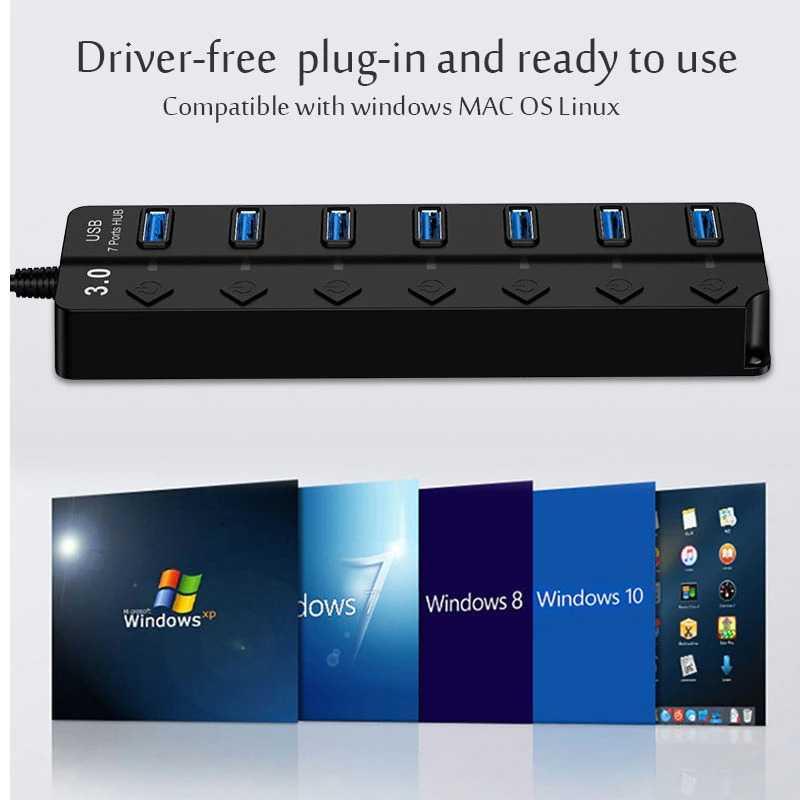 USB Hub High Speed Extender USB 3.0 With Switch - OY445 - Black