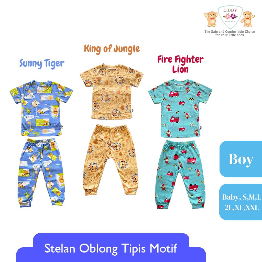 LIBBY Setelan Oblong Pendek Celana Panjang Cotton Rib Boy Play The Ground 1 stel