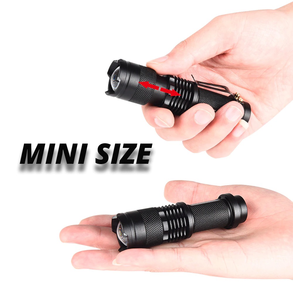 Shustar Senter LED Mini Flashlight USB Rechargerable XPE + COB - S-002 - Black