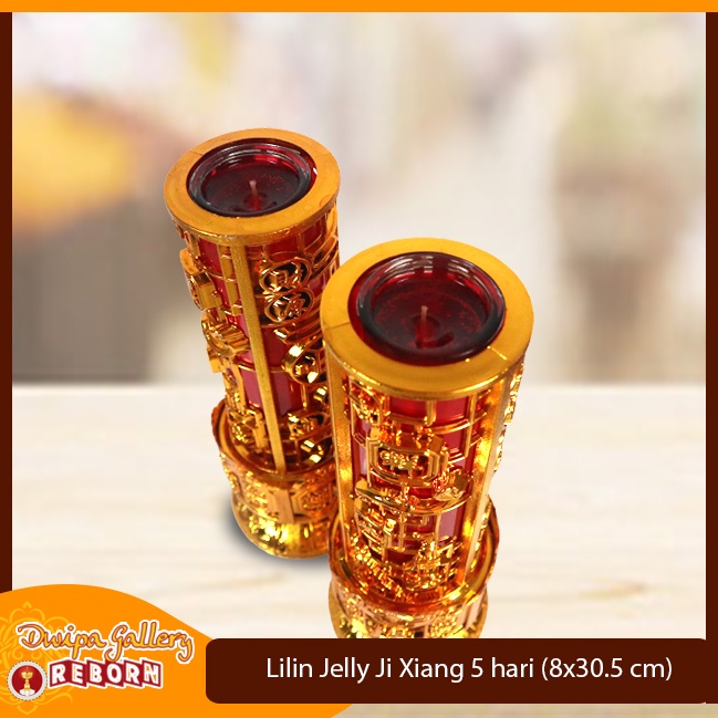 Lilin Jelly Gelas Merah Puja Sembahyang 5 hari Ji Xiang Tinggi 30,5cm