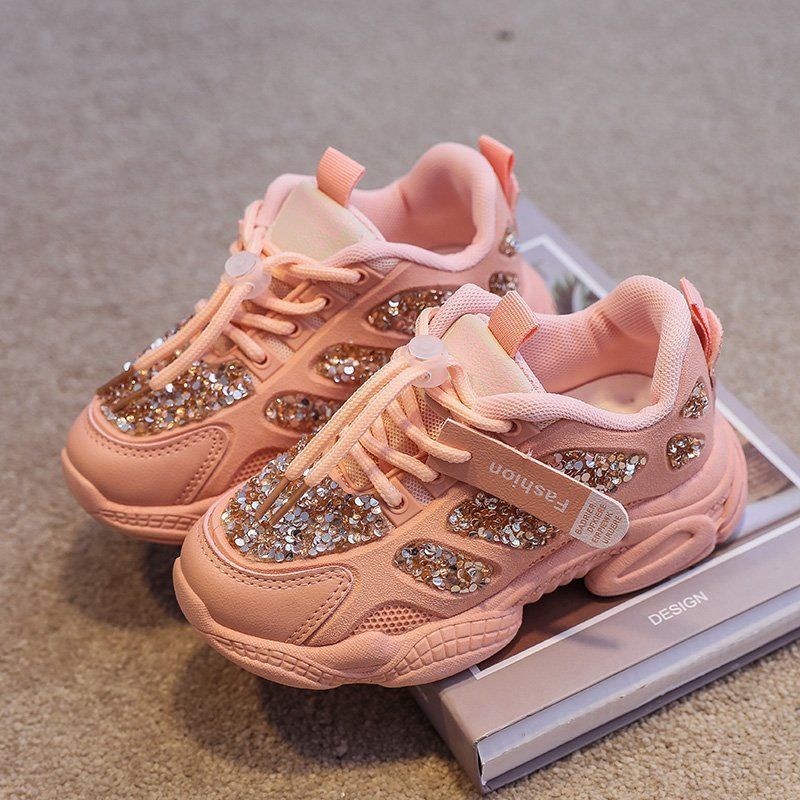 Sepatu Anak Perempuan Import - 30433 - Sepatu Anak Sneakers Model Terbaru Motif Bling-Bling Termurah