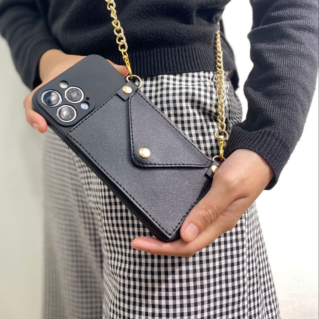 SoftCase Dompet + Rantai Sling For Type INFINIX Hot 9 9 play 10s 10 play 11 11s 11 play 12i 12 play 