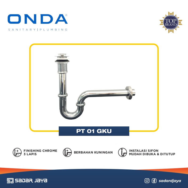 Jual ONDA PTrap Sifon Wastafel PT 01 GKU 1/2” Afur Pipa Pembuangan