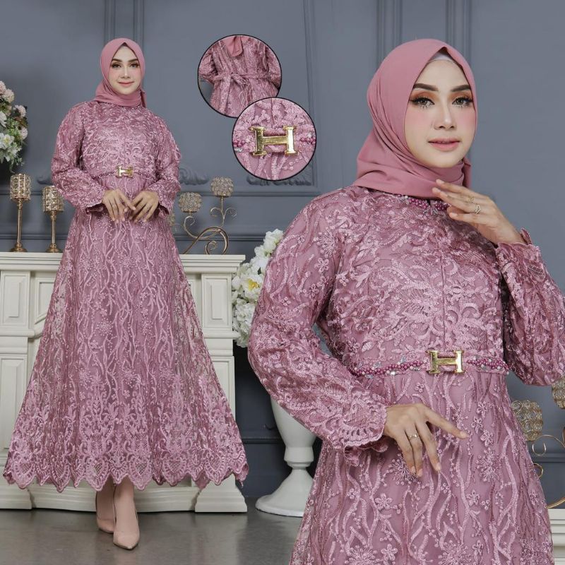 Gamis Tile Zahra Busui Frendly Kombinasi Payet Mutiara Modern/ Gamis/ Gamis Kondangan/ Gamis Tile/ Gamis Brokat/ Gamis Pesta/ Gamis Seragaman/ Gamis Mutiara/ Gamis Busui Frendly