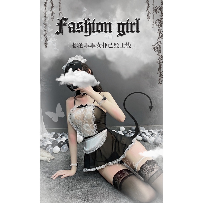 LI-06 simple maid pelayan lingerie cosplay baju tidur wanita