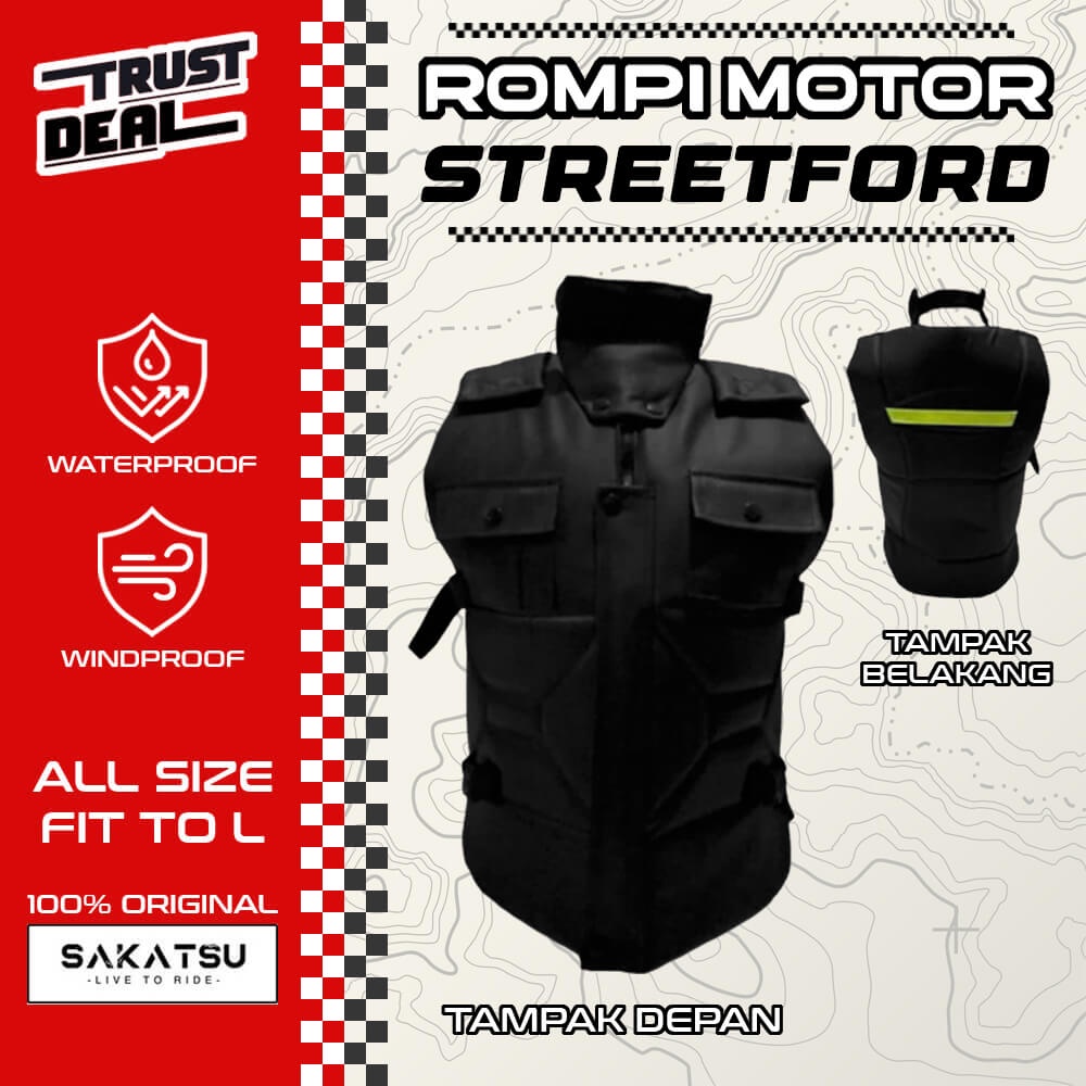 Jaket Rompi Motor Touring SAKATSU STREETFORD Tebal Anti Air Anti Angin