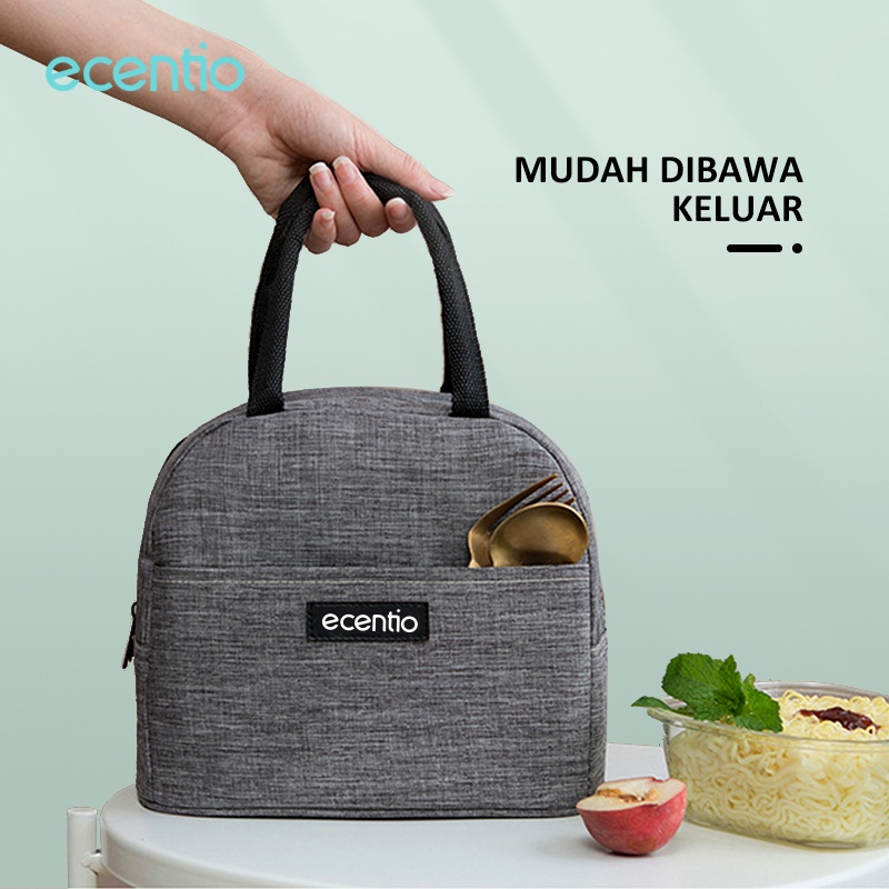 ecentio Tas Bekal Makanan/Tas Tempat Bekal /Lunch Box Bag/Tas bekal Anti Panas/Tas Tote Cooler