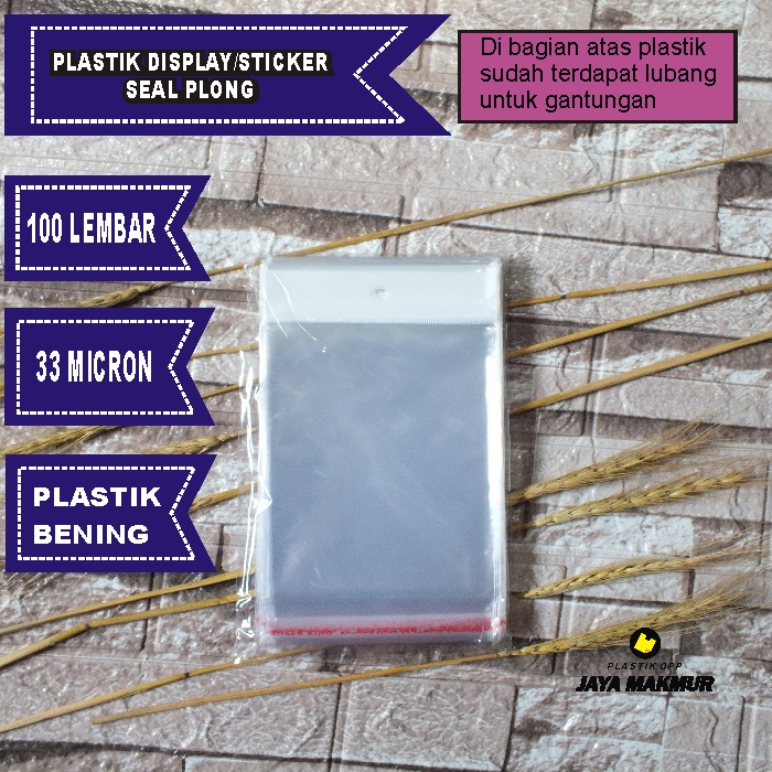 Plastik Display Plong 6 x 12 Cm Plastik OPP Seal Tebal 33 Mic100 Lembar