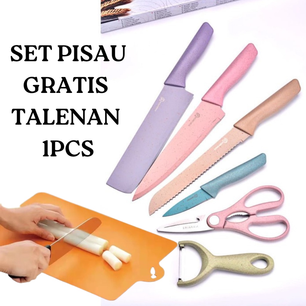 TERMURAH Set Pisau GRATIS 1Pcs Talenan DJ-1/J13/DJ-2/DJ-3/J12 Set Pisau Dapur isi 5 pcs Dan 6 pcs Pisau Dapur talenan Knife Set 5 Pcs