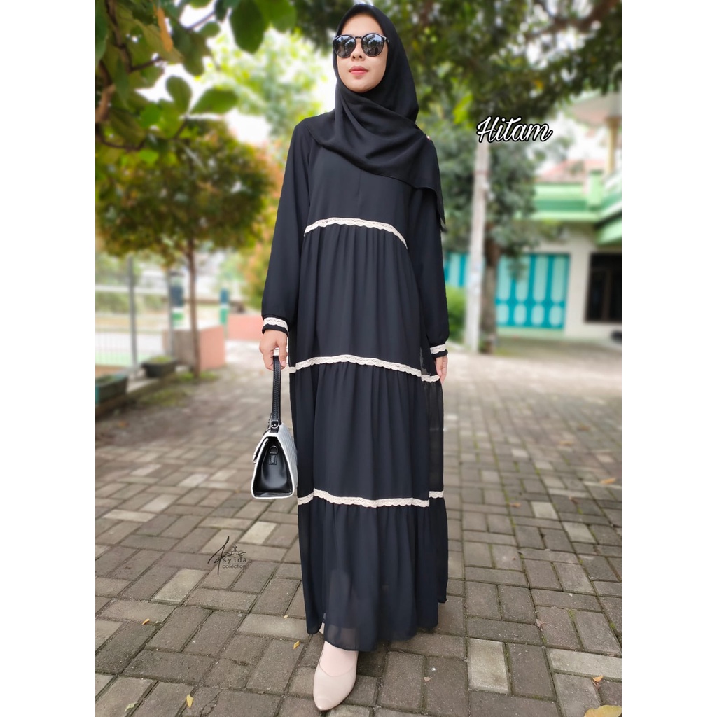 Gamis Ceruty Babydoll Renda Susun/ Gamis Ceruty Babydoll