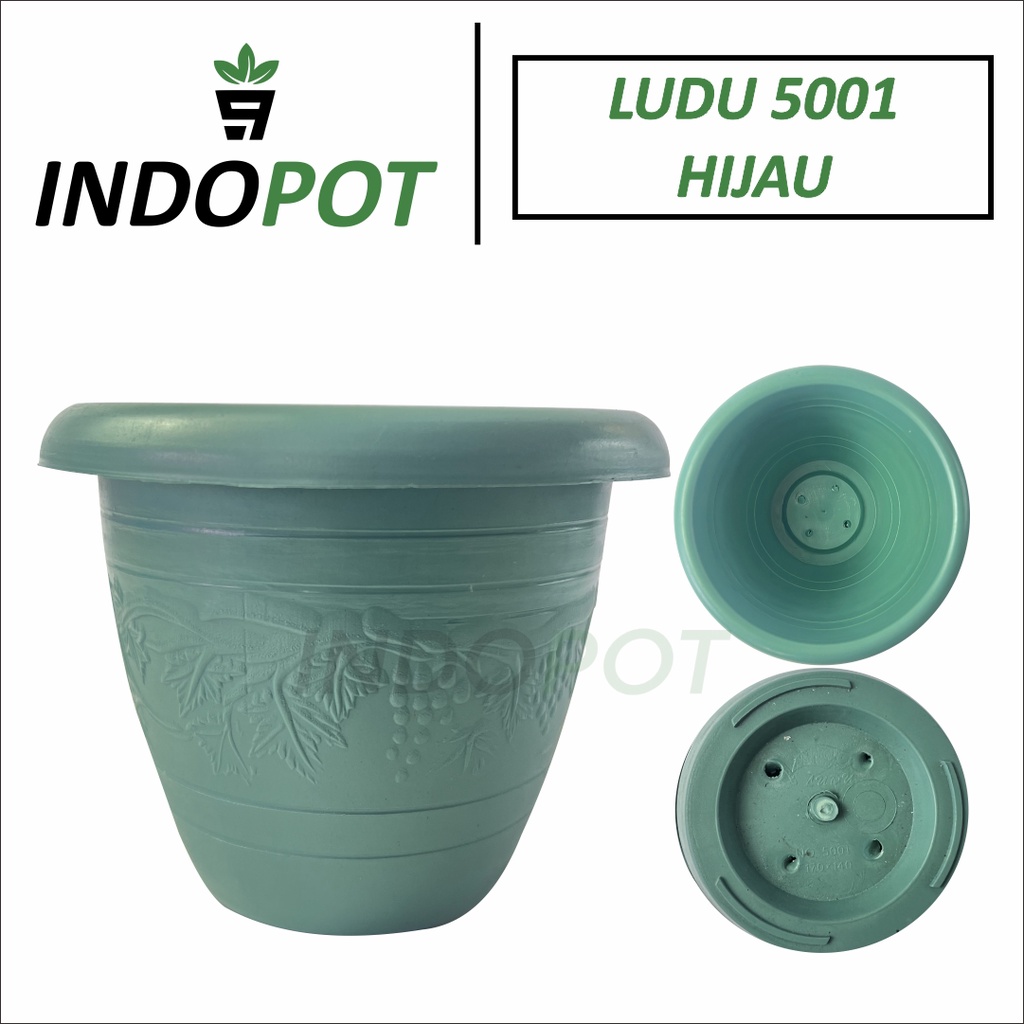Pot Bunga Tanaman Unik LUDU 5001 Warna Hijau Pot Motif Mewah