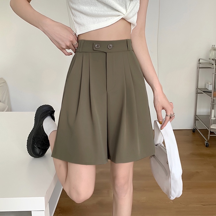 Celana Pendek Wanita Selutut Korean Style High Waist Shorts Santai