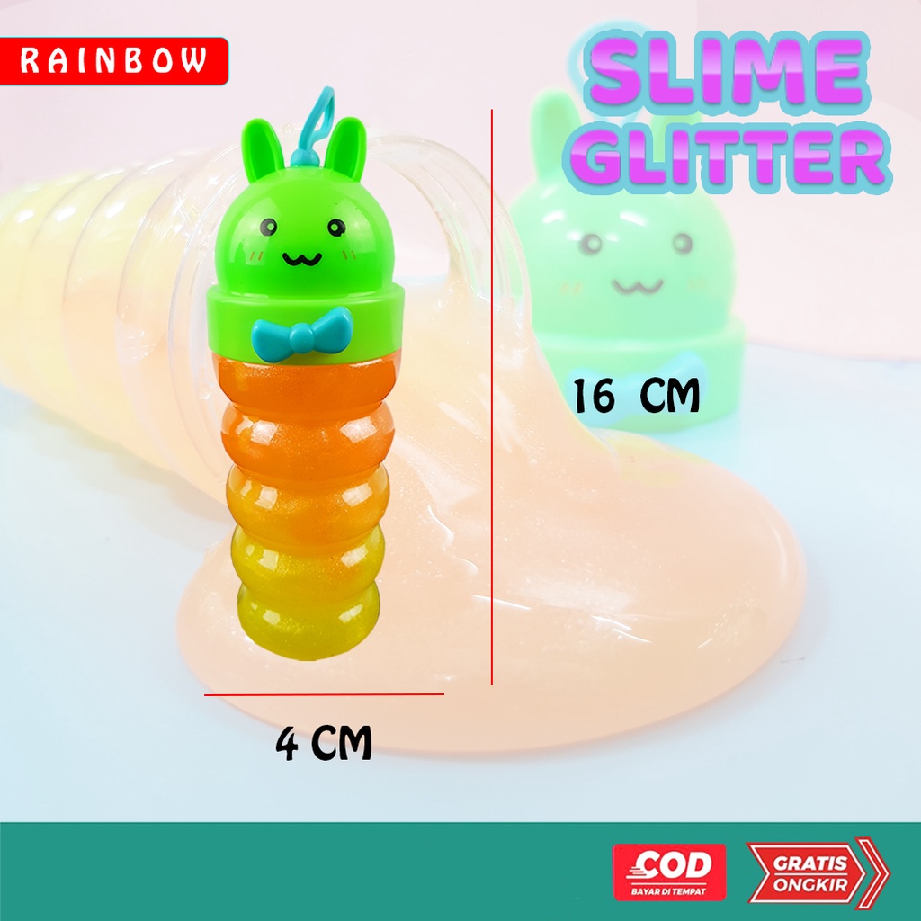 Mainan Slime Rainbow Gliter Botol Besar 12B