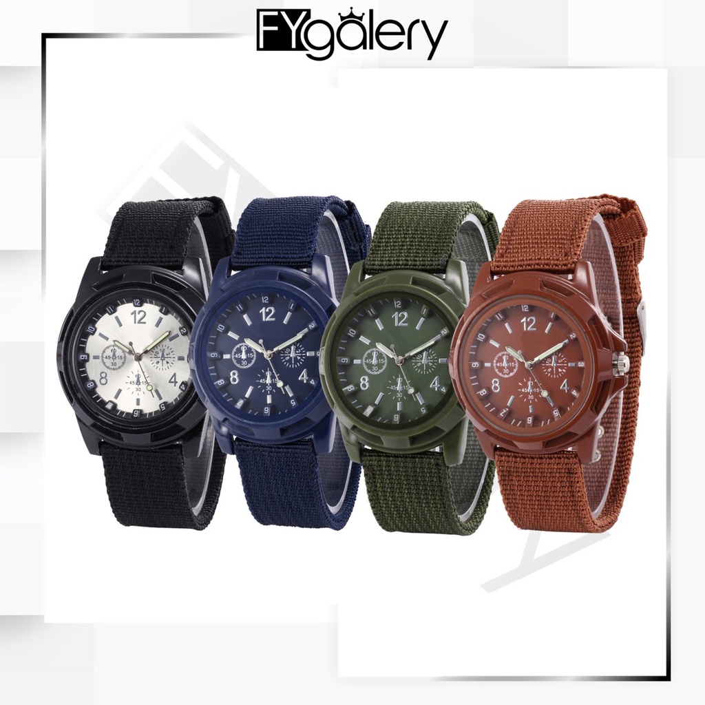 FYGALERY J170 Jam Tangan Kanvas Pria Jam Analog Cowok Fashion Kekinian