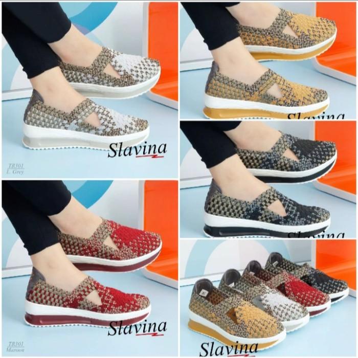 Terlaris Sepatu Wedges Slavina Serlly Rajut Tr301