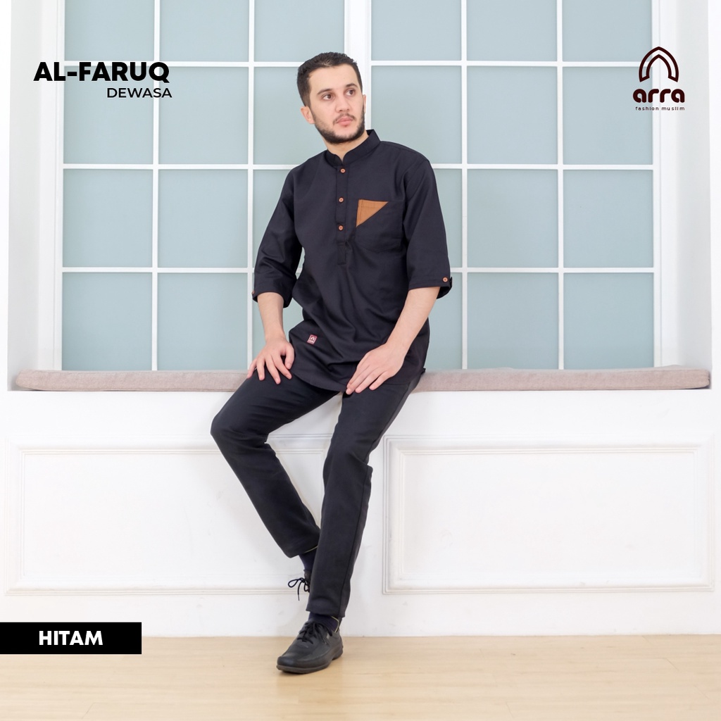 Baju Koko Pria Dewasa Lengan Nanggung 3/4 Tiga Perempat Ukuran M L XL XXL Cream Abu Abu Hitam Kemeja