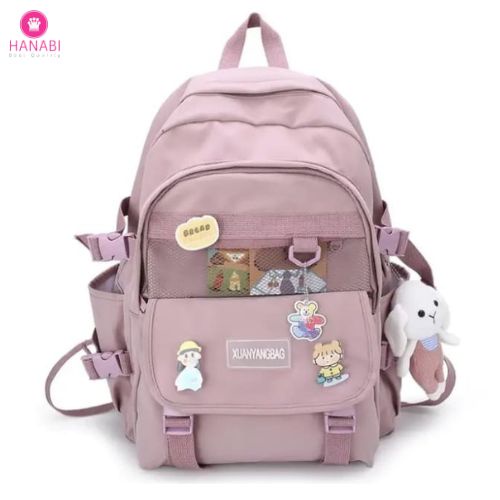 HANABI-tas ransel sekolah MOCHILA + PATCH tas ransel wanita tas jalanjalan tas korea