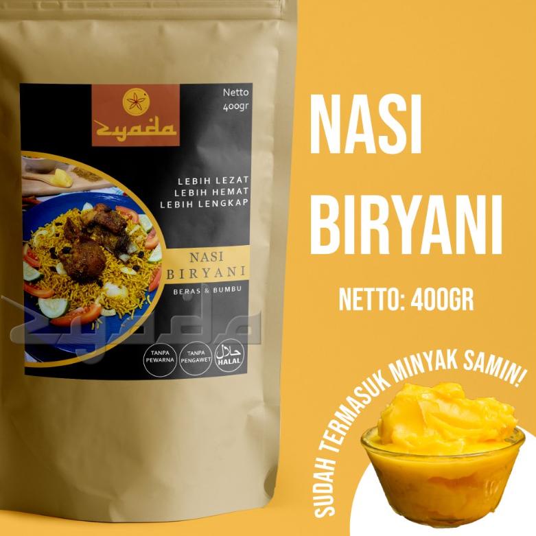 

➺ Nasi Biryani Instan Zyada 400gr (4-5 Porsi) Beras Bumbu Biryani Minyak Samin ✺