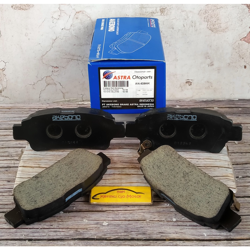 BRAKE PAD KAMPAS REM BELAKANG ALPHARD VELFIRE 02-08 AKEBONO AN-639WK