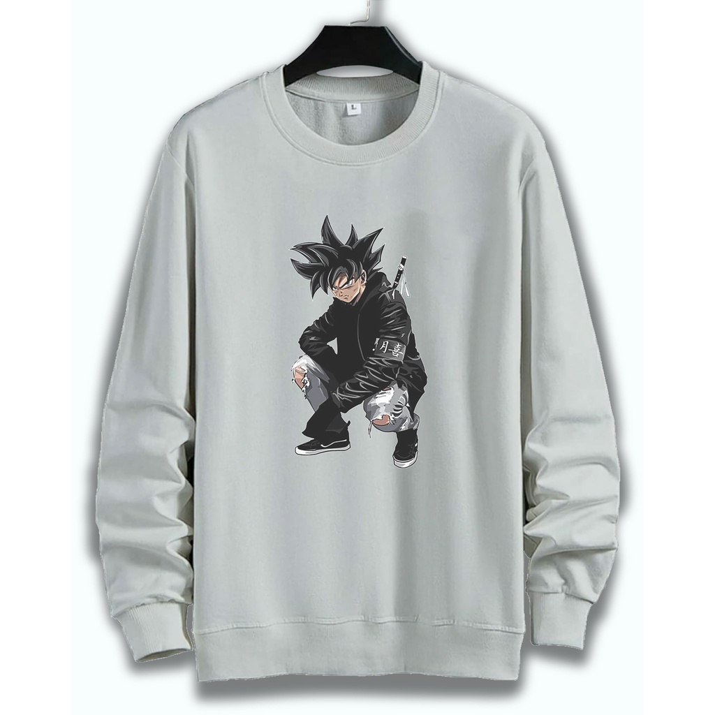 Baju sweater (DTF BLACK GOKU) Pria Lengan panjang /Outerwear/Sweater pria/Fashion pria/Sweater Pria Basic Jumper