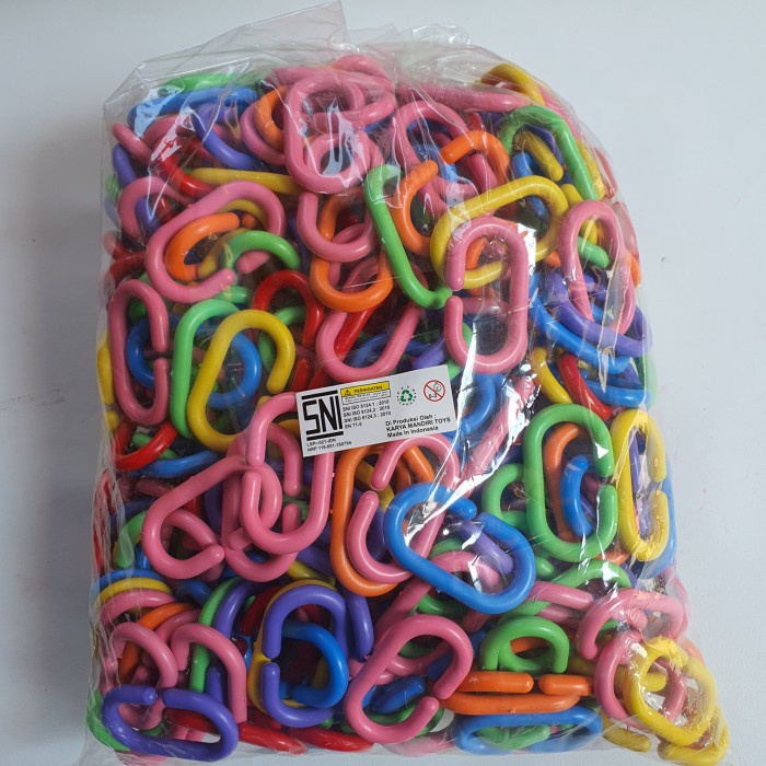 Terlaris Maninan Rantai Plastik Besar Isi 1 Kg Grosir Warna Cerah