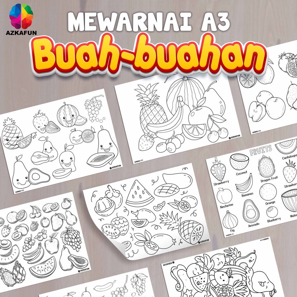 

Kertas Mewarnai A3 BUAH - Mewarnai Edisi Buah-buahan