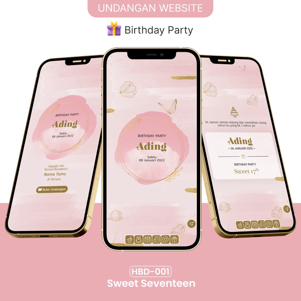 HBD-001 | Undangan Website Ulang Tahun Birthday Sweet Seventeen - Undangan Website Birthday