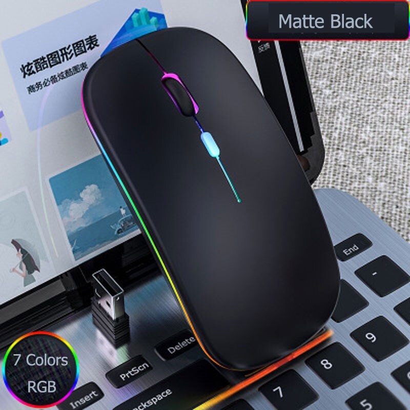 YINDIAO Super Slim Silent Optical Wireless Mouse USB Recharge 2.4 GHz - A2 - Black