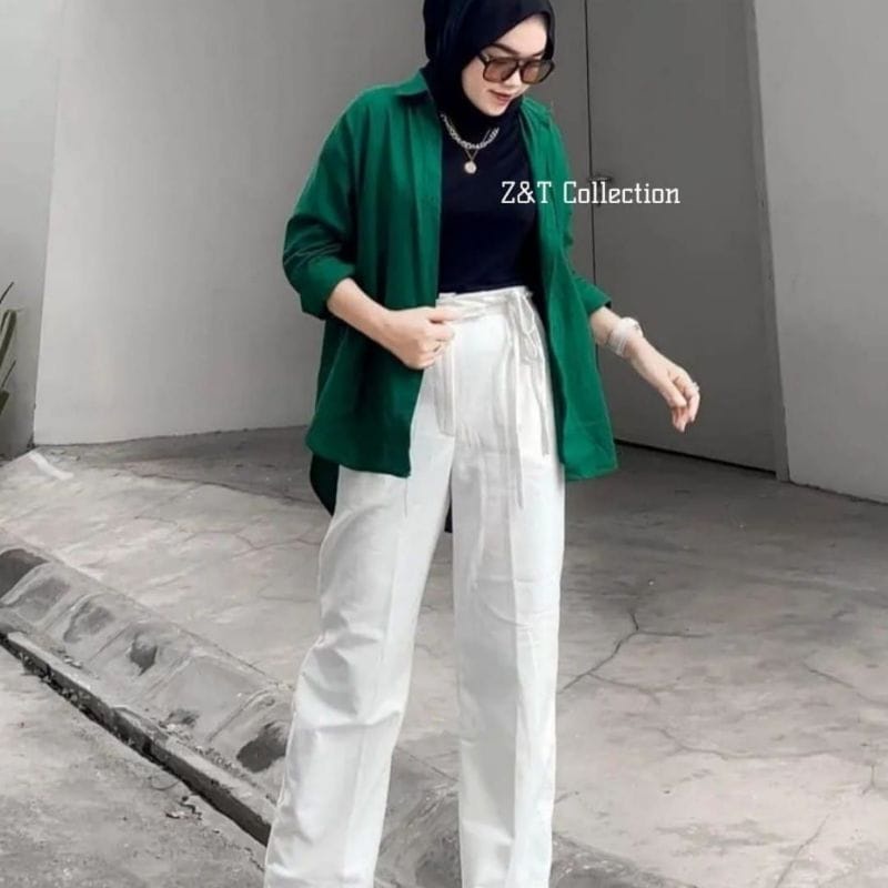 Kemeja Wanita Oversize Linen Olivia Shirt Linen Pocket Oversize