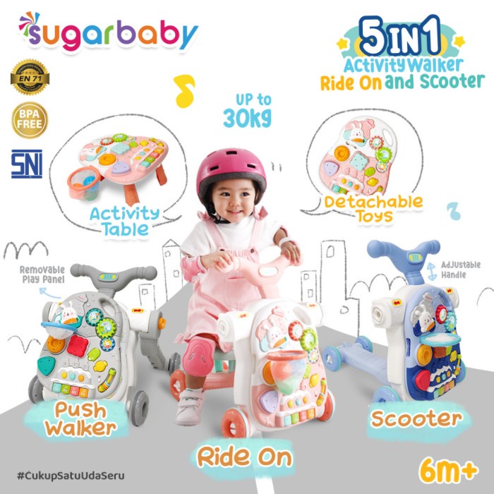 Sugar baby 5in1 Activity Walker | Ride-On and Scooter | Sugarbaby Push walker | Activity walker | Baby walker