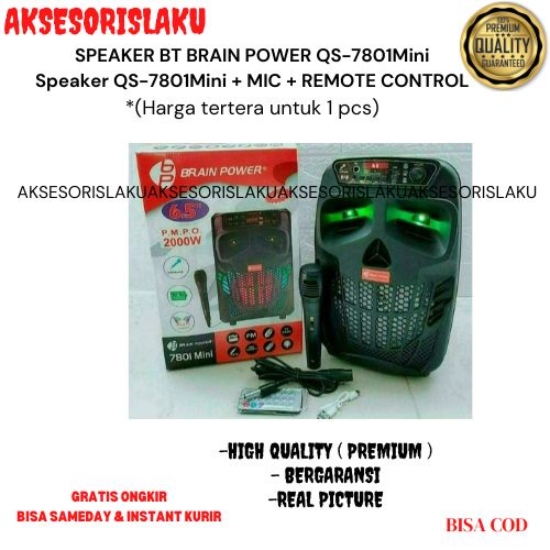 SPEAKER BT BRAIN POWER QS-7801Mini  + MIC + REMOTE CONTROL