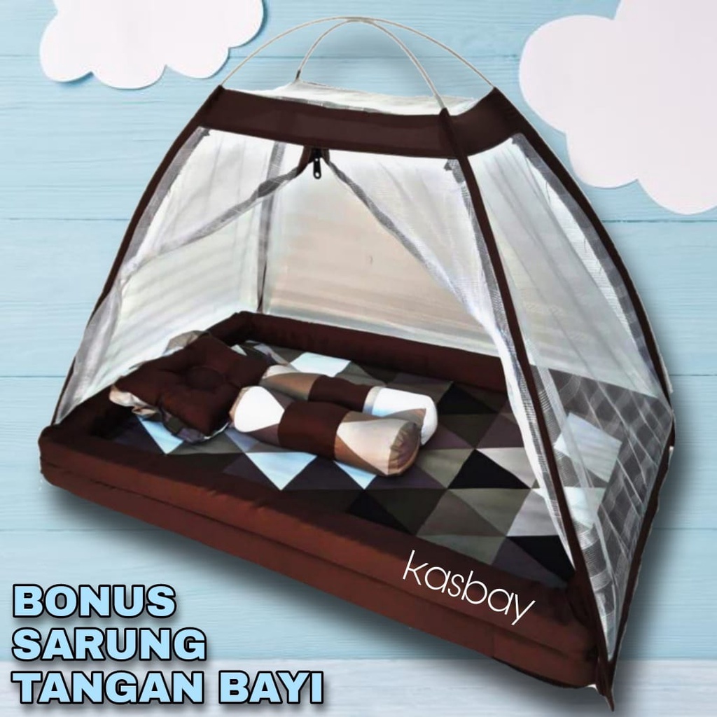 Kasur Bayi Kelambu Set Lengkap Bantal Guling + Bonus Sarung Tangan Bayi Dan Tas Mika TERBARU