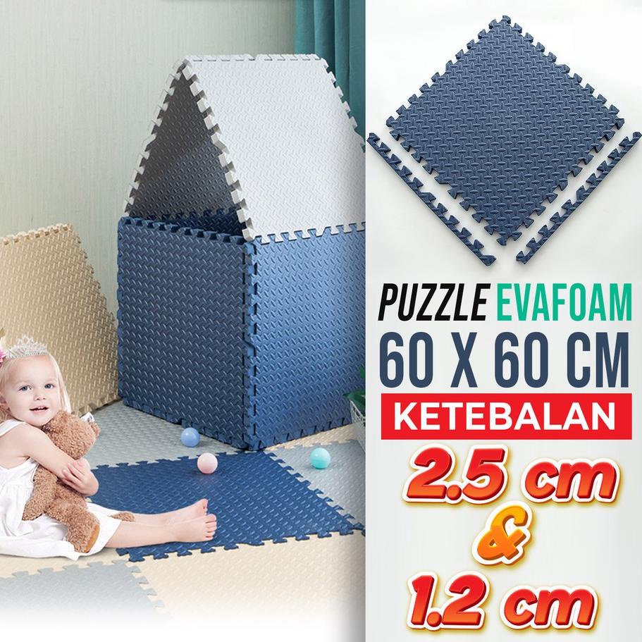 ✫ Hongzhuo Puzzle Evafoam Alas Lantai Polos Premium 60X60 CM Tebal 12MM &amp; 25MM ☪