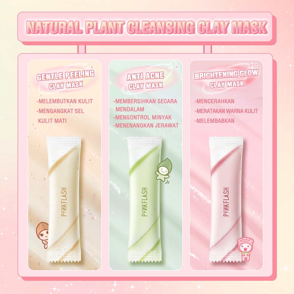 PINKFLASH Clay Mask / Masker Wajah / Natural Plant Cleansing Clay Mask