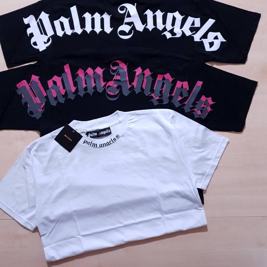 ☏ KAOS BAJU TSHIRT PALM ANGELS BASIC WHITE BLACK PINK QUALITY ORIGINAL COMPLETE TAG ➸