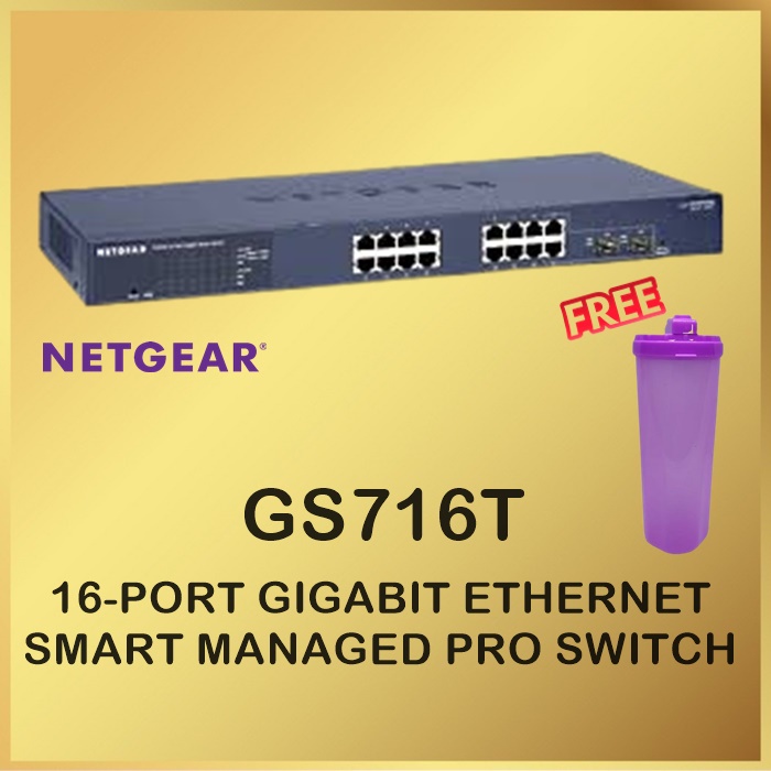 Netgear GS716T 16 Port Gigabit Ethernet Smart Switch with 2 SFP Ports